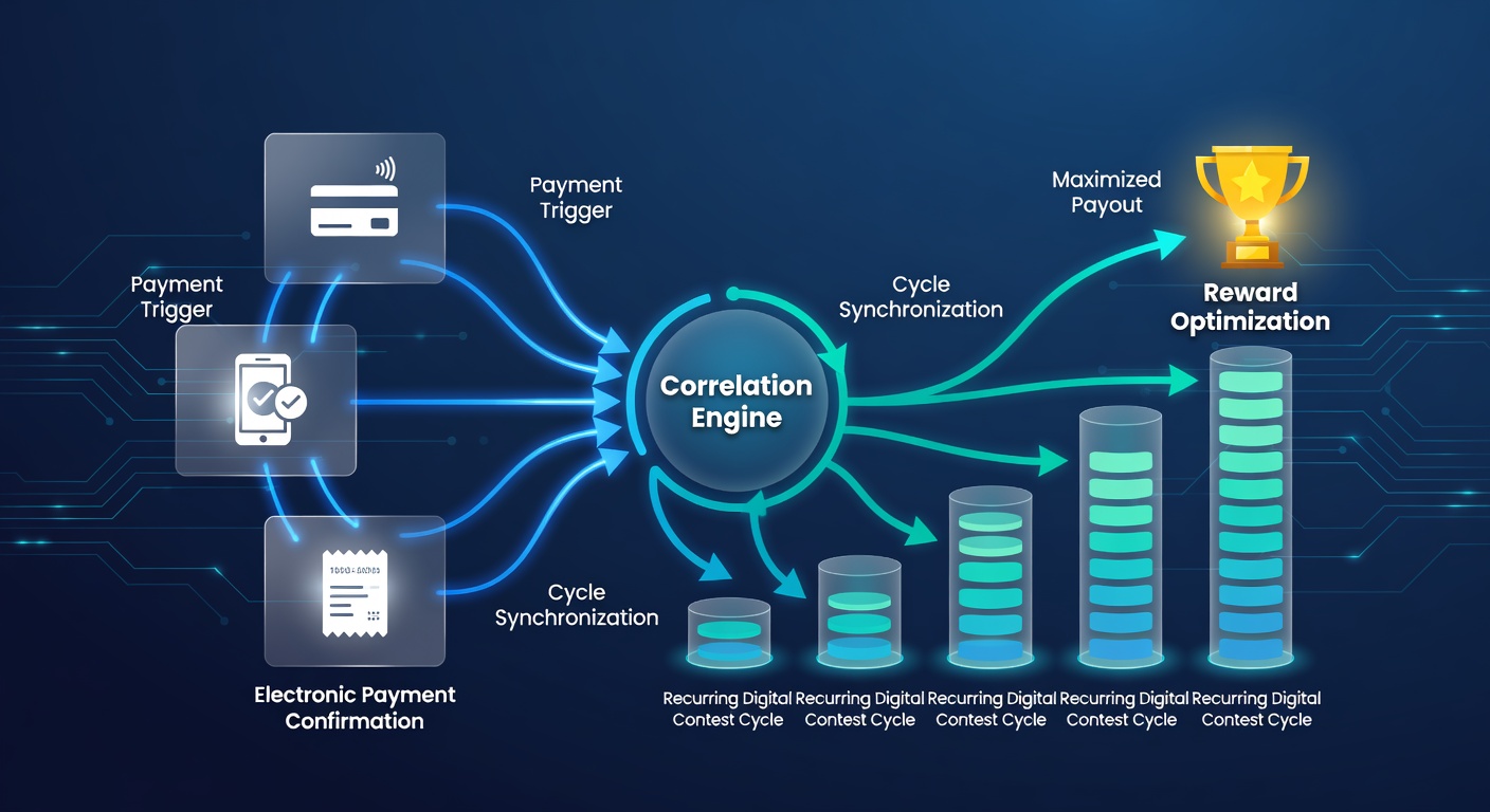 Digital dashboard displaying electronic payment confirmations alongside recurring contest cycle timelines for reward tracking