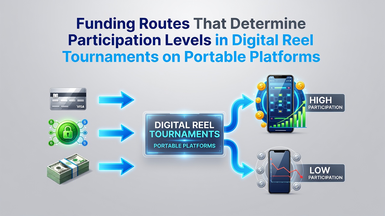 Various digital payment options displayed on a smartphone screen alongside reel tournament entry screens