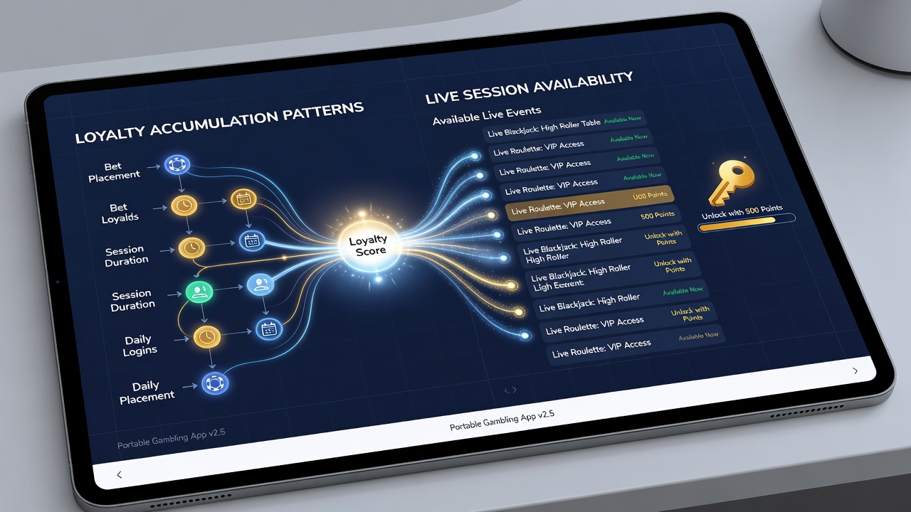 Analytics dashboard displaying loyalty tier progression alongside live session booking trends on a mobile device
