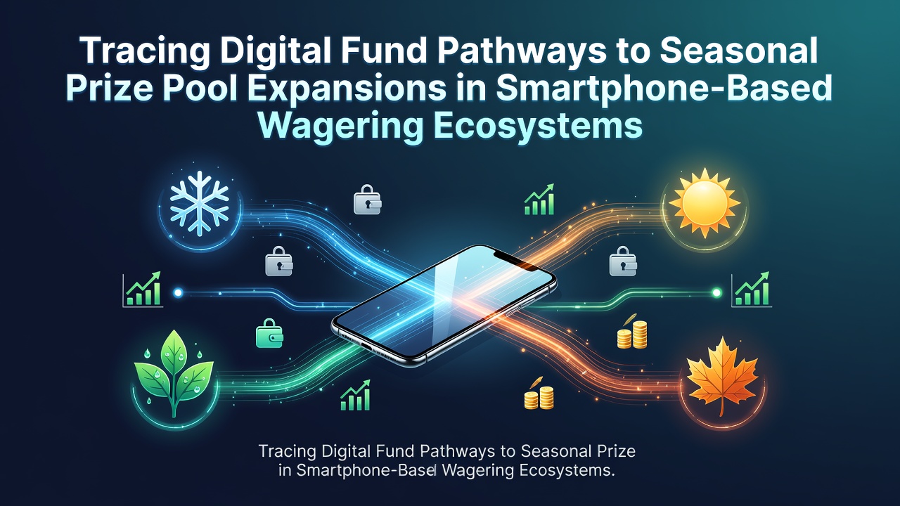 Digital transaction pathways flowing through smartphone wagering interfaces during seasonal prize pool growth periods