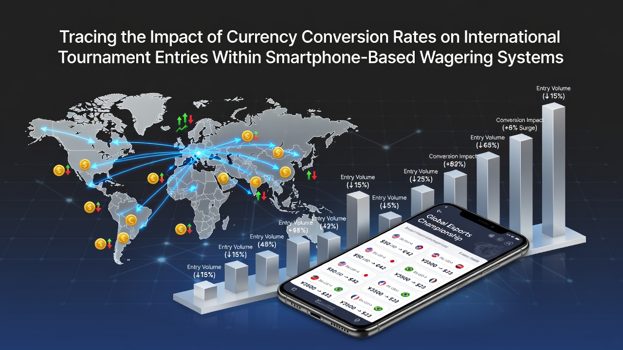 Smartphone screen displaying international tournament entry fees with multiple currency symbols and conversion indicators